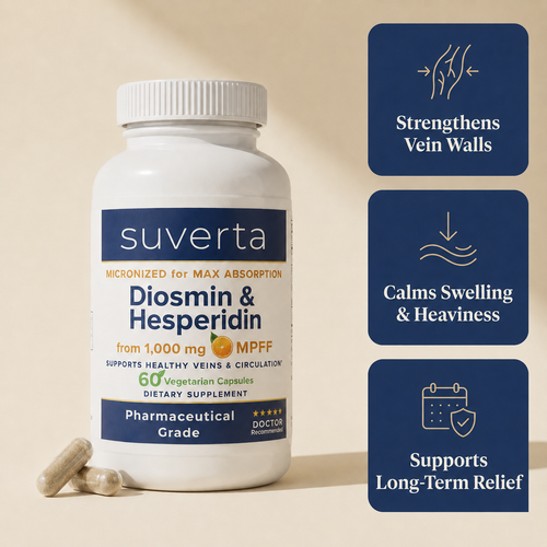 Suverta Vein Relief Capsules — Diosmin & Hesperidin Hemorrhoid Support