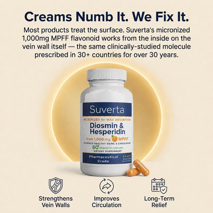 Suverta Vein Relief Capsules — Diosmin & Hesperidin Hemorrhoid Support