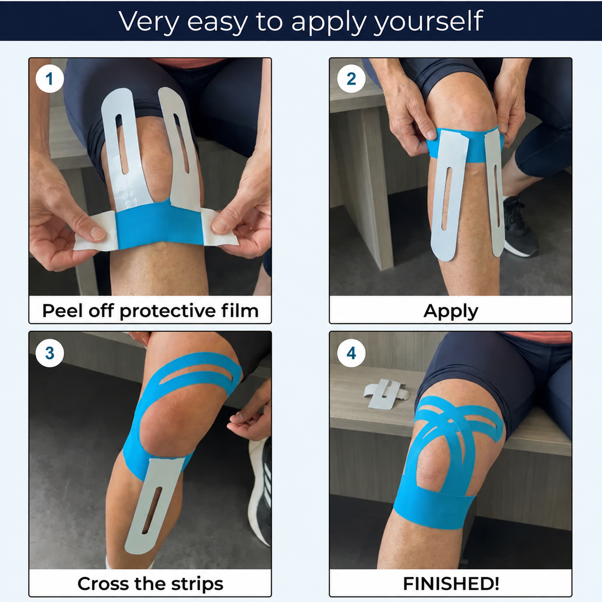 Suverta TaperFit™ Knee Support Tape — Pre-Cut, Non-Slip Comfort