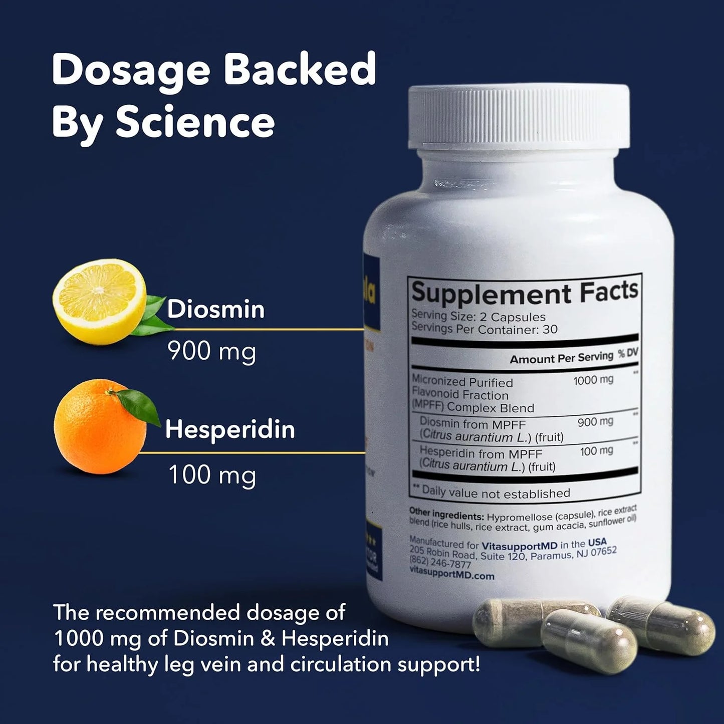 Suverta Vein Relief Capsules — Diosmin & Hesperidin Hemorrhoid Support