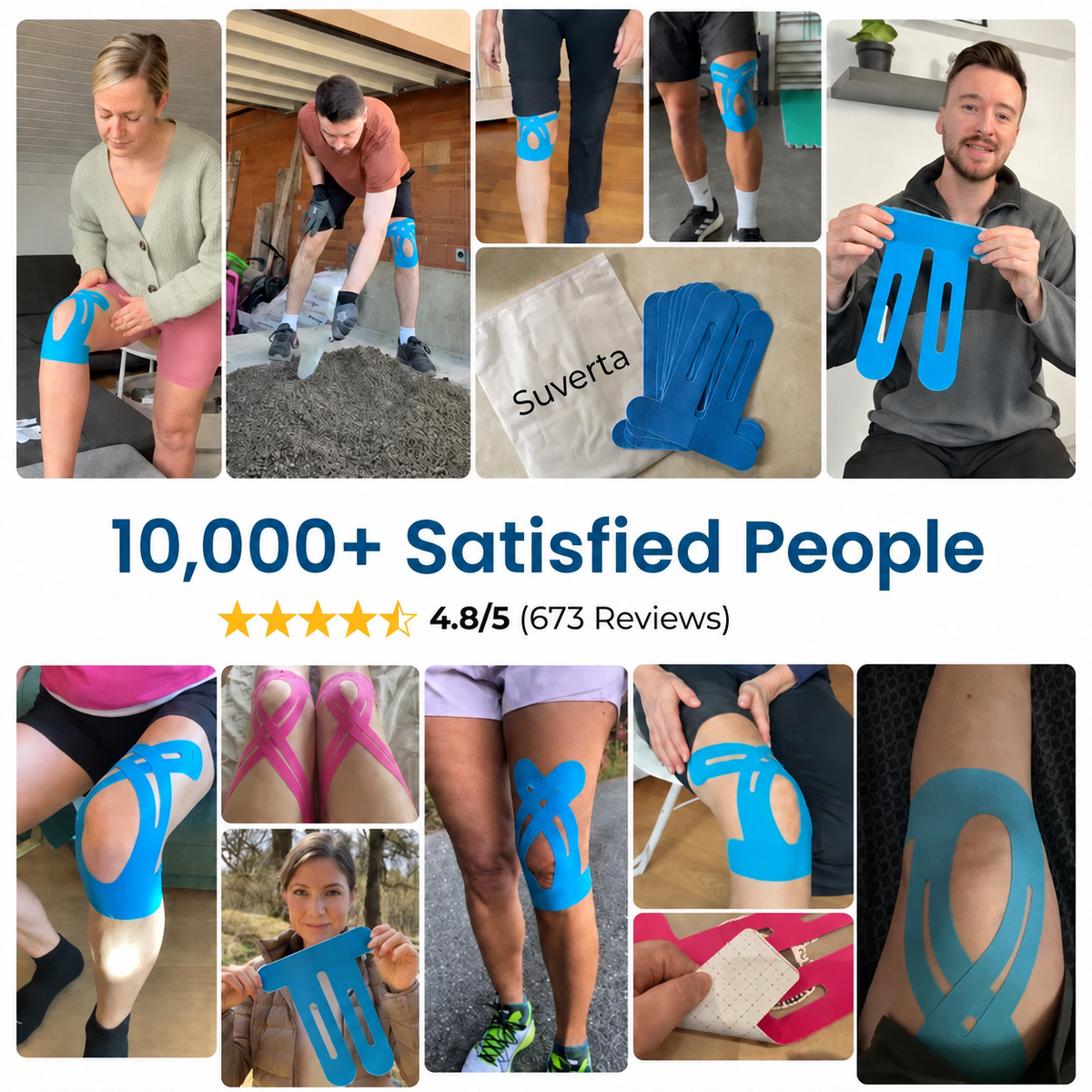 Suverta TaperFit™ Knee Support Tape — Pre-Cut, Non-Slip Comfort