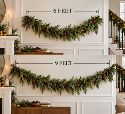 SUVERTA Real-Touch Cedar Garland — Full, Lifelike & Needle-Free